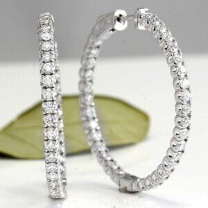 3.00ct Round Hoop Earrings in 14K Gold for $1150